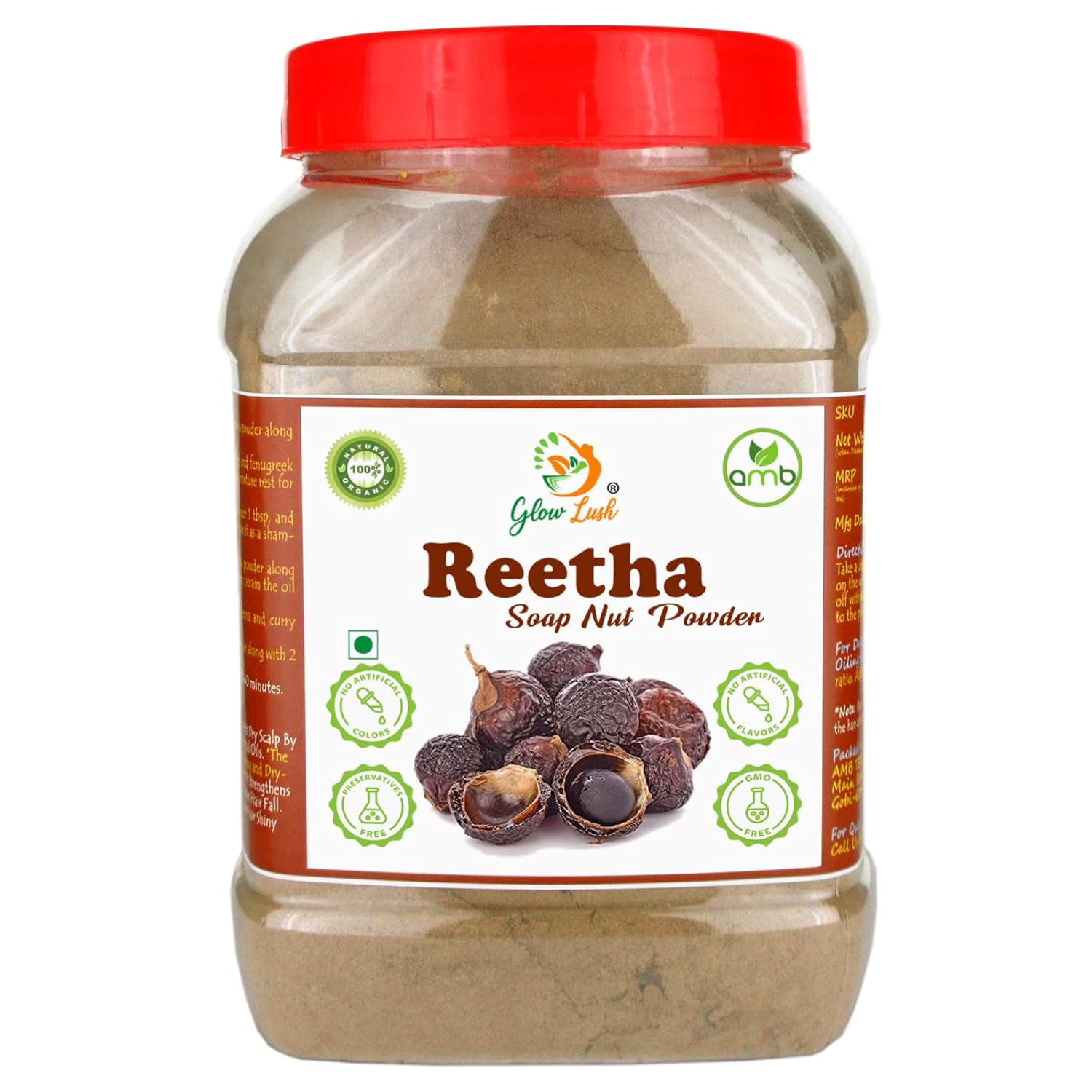 Buy Glow Lush Aritha/Reetha/Soapnut (250g) Powder for Hair Wash, Hair