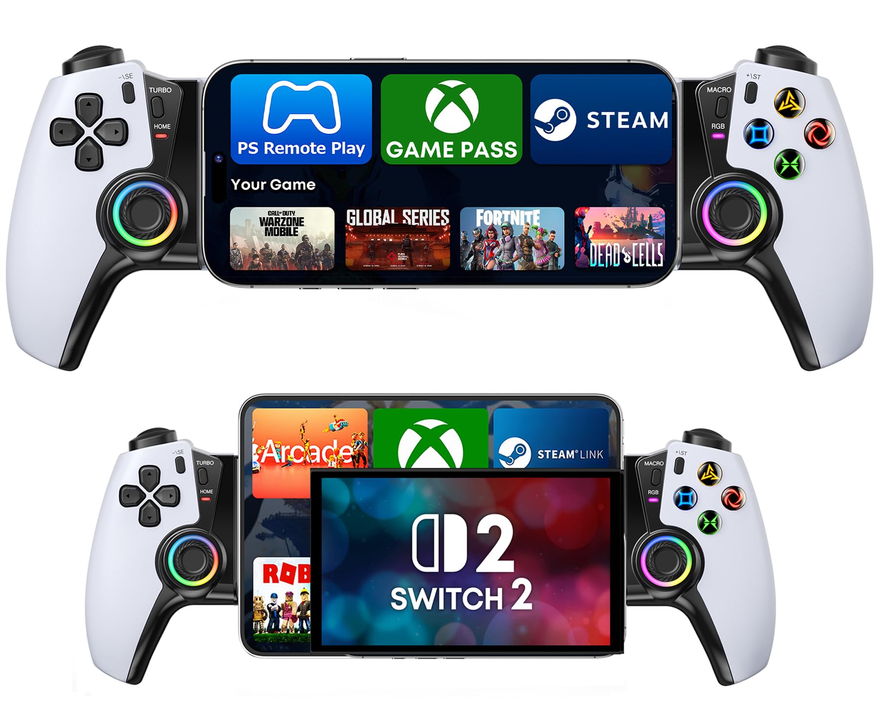 OKETY Wireless Mobile Gaming Controller - Hall Effect Joysticks & Triggers | Compatible with iPhone 15/16 Pro Max, Android, iPad Mini, Nintendo Switch 1/2 | Zero Lag for Xbox Cloud Gaming, Steam Link, PlayStation Remote Play