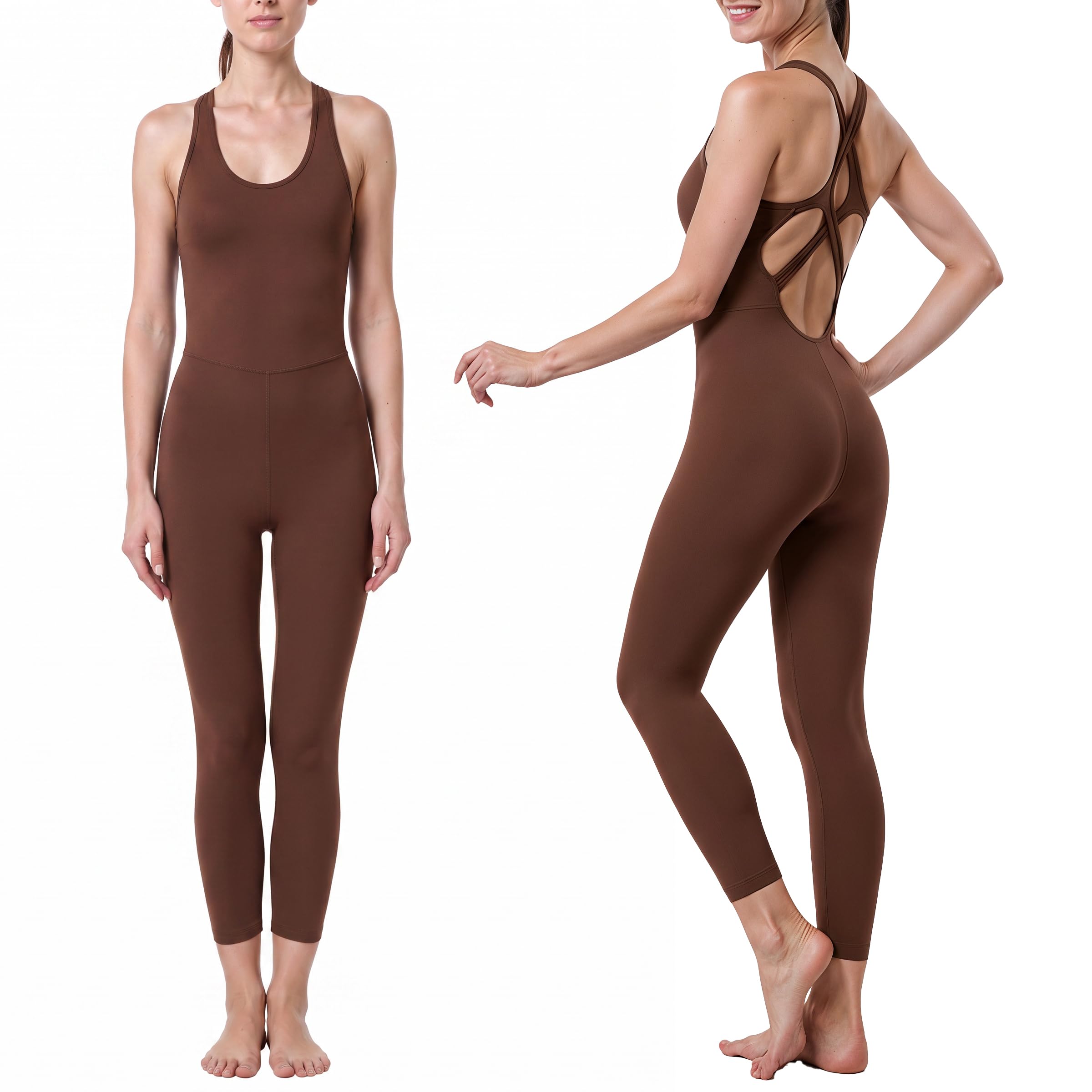 LOVESOFT Workout Jumpsuits for Women Sleevesless Bodycon Backless Unitard