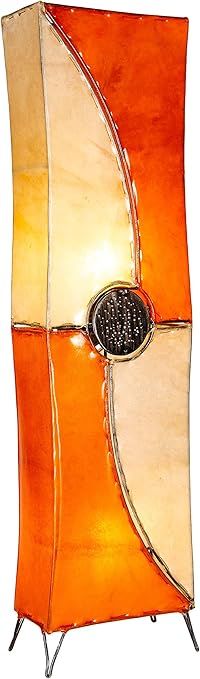 Marrakesch Oosterse staande lamp Mulan 100 cm leren lamp kippenlamp lamp | Marokkaanse grote staande lampen van metaal, lampenkap van leer | Oosterse decoratie uit Marokko, kleur beige oranje photo 2