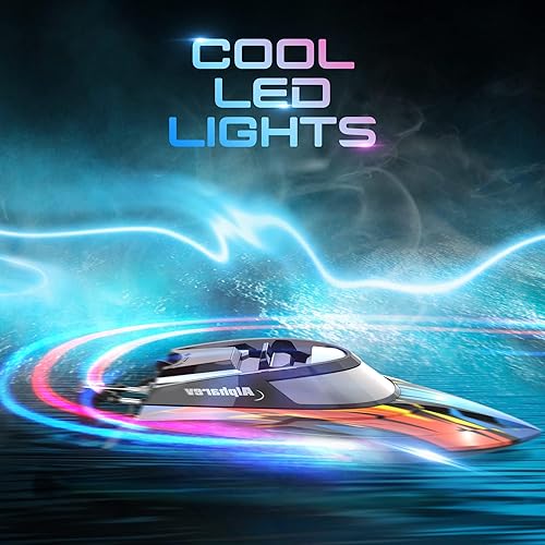 Miniatura 8 de AlphaRev R308 - Barco de control remoto rápido de 20 MPH para piscinas y lagos barcos RC de 24 GHZ para adultos y niños con batería recargable