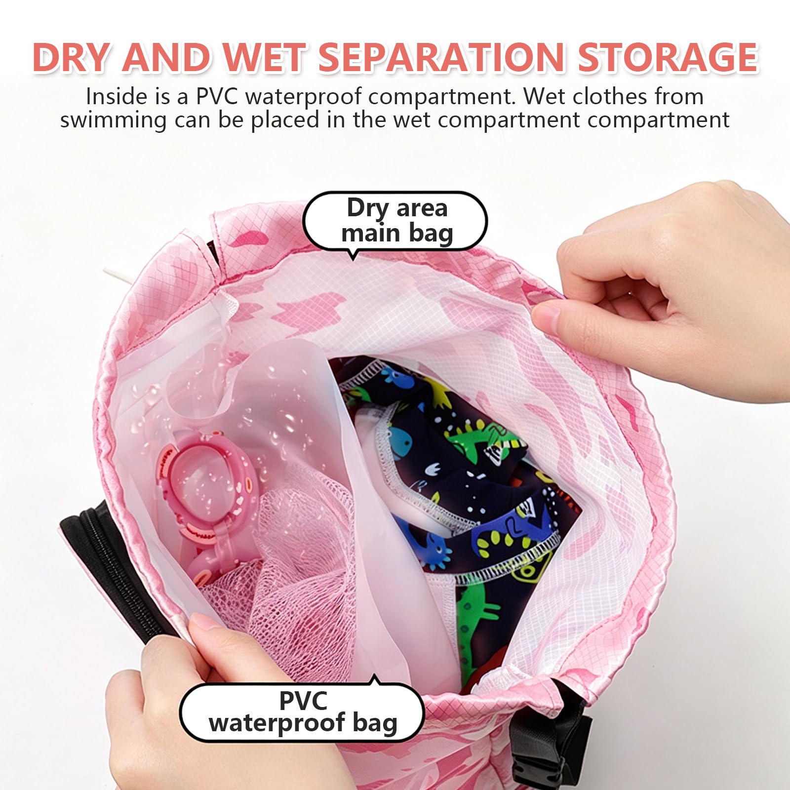 Zaino da Nuoto Bambini, Borsa Coulisse Bambini, Borsa Impermeabile Piscina Bambino con Portascarpe, Grande Capacità Sacca Sportiva Palestr con Cerniera per Nuoto, Palestra, Spiaggia, Unicorno