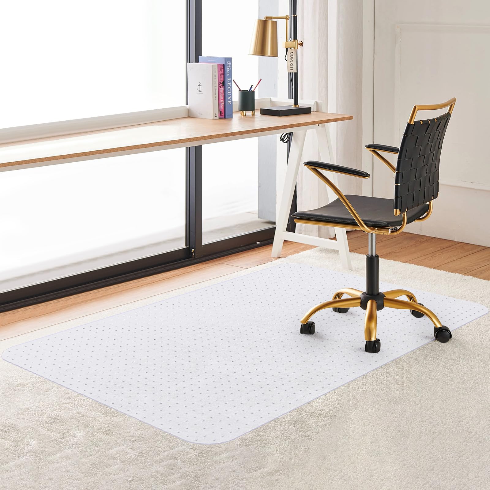 Trintion Office Chair Mat for Carpeted Floor 120x150cm PVC Floor Mat Non-Slip Pointed Waterproof Plastic Chair Mat Carpet Protector for Low Standard Medium Pile Carpets