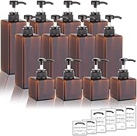 Vista 1 de 12 Pack Shampoo and Conditioner Dispenser Bottles, 8 Pack 22 Oz and 4 Pack 8 Oz Refillable Square Plastic Pump Bottles, Shower Soap Dispenser for