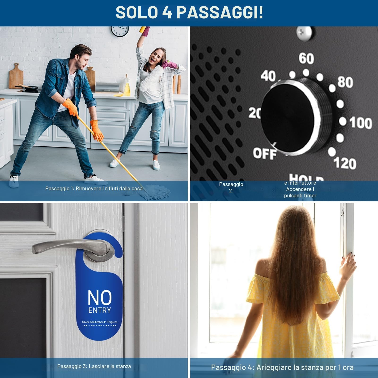 Fwiull Generatore di Ozono 30.000 mg/h, Ozonizzatore per Casa e Auto, Ozonizzatore Industriale, Purificatore d'Aria all'Ozono O3 con Timer da 120 min, Rimozione Fumo e Odori di Animali Domestici