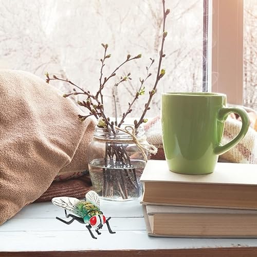 Miniatura 3 de VOSAREA Figura de mosca de plástico verde, gran mosca falsa realista, grande, modelo de plástico simulado, juguete cognitivo, aterrador, difícil