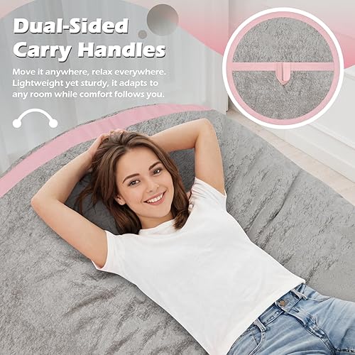 Miniatura 156 de HABUTWAY Puf gigante de 2 pies para adultos, con relleno de espuma viscoelástica, puf grande con funda de terciopelo holandés extraíble para sala de