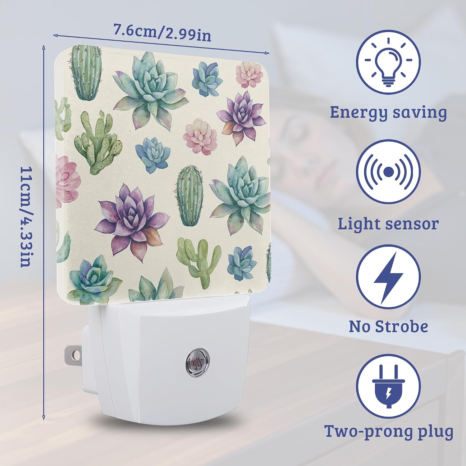 Cactus Succulent Night Light, Dusk to Dawn Nightlight with Auto Sensor Lamp Home Indoor Stairway Kitchen Corridor, Night Lights Plug Into Wall Decorative for Boys Girls Women Men Room Gifts image 2
