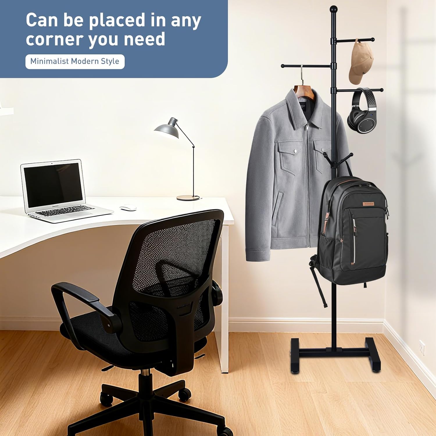 Metal Coat Rack Freestanding heavy duty,modern coat rack Sturdy Coat Tree Stand,3 straight arm, it can be used to hang wallets, clothes and hats for entrance halls, living rooms, bedrooms and offices.