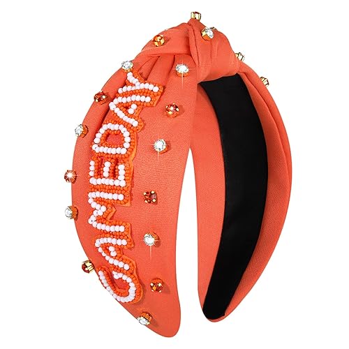 Miniatura 10 de YAHPERN Game Day - Diadema anudada con perlas de cristal para mujer, accesorios deportivos para el cabello (azul, 1 unidad)