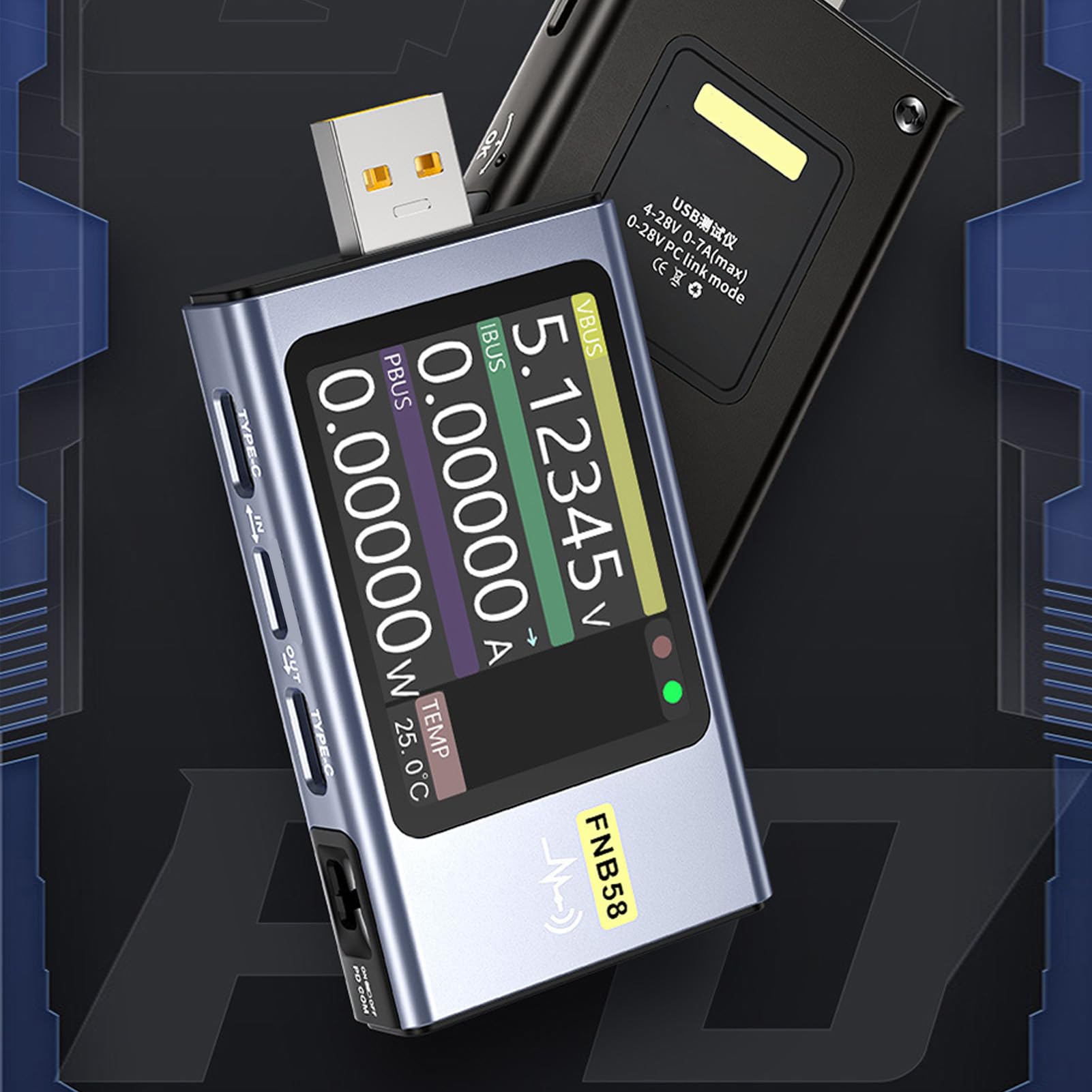 FTVOGUE Multimetrowa Zasilanie USB Prąd Prądowy Tester Mocy z 2,0 -calowym Wyświetlaczem HD LCD dla PD2.0 PD3.0 QC2.0 QC3.0