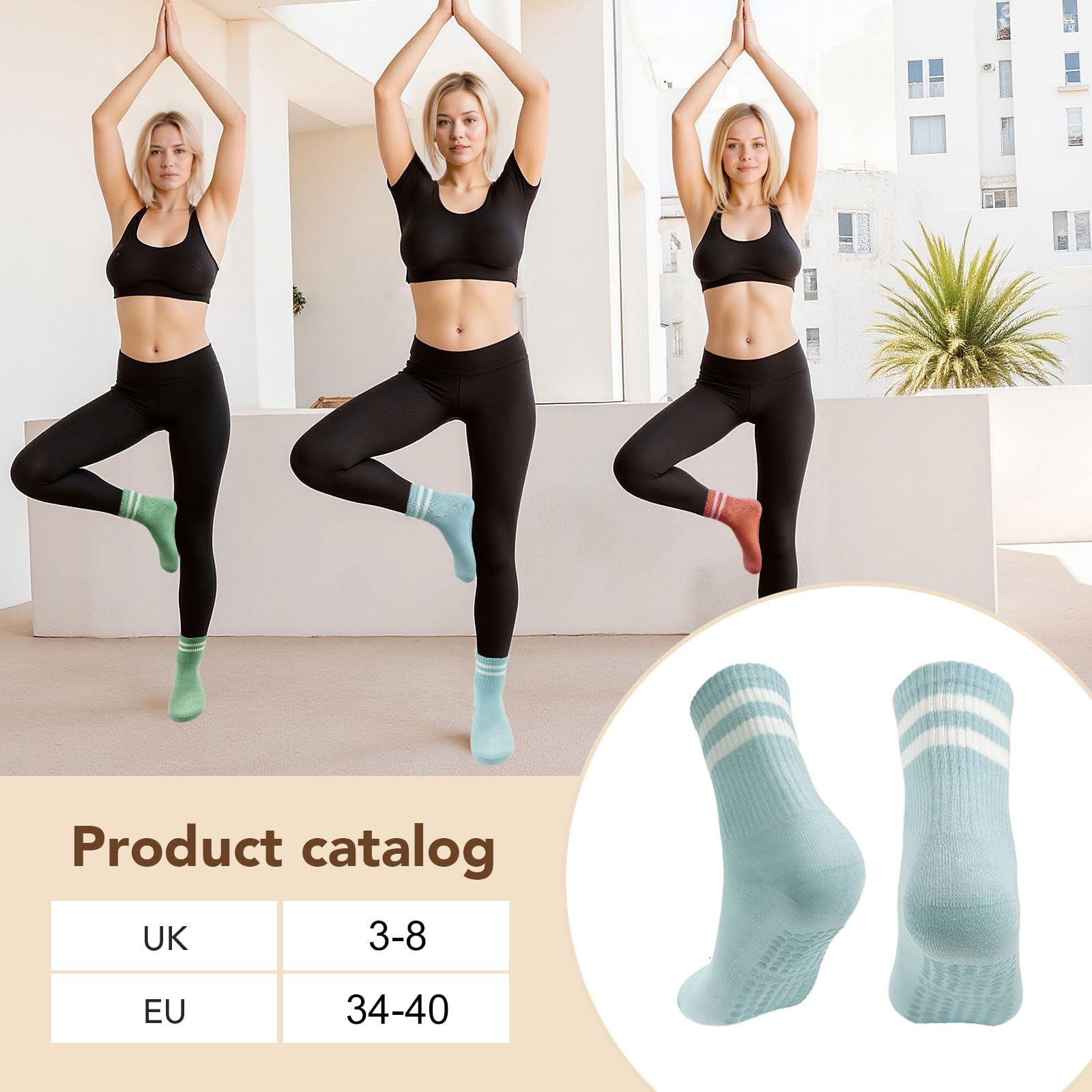 8 par antypoślizgowych skarpet damskich, 35-40, skarpety do pilatesu, skarpety do jogi z uchwytami, skarpety z gripem, skarpety sportowe, skarpety antypoślizgowe zapobiegające upadkom dla