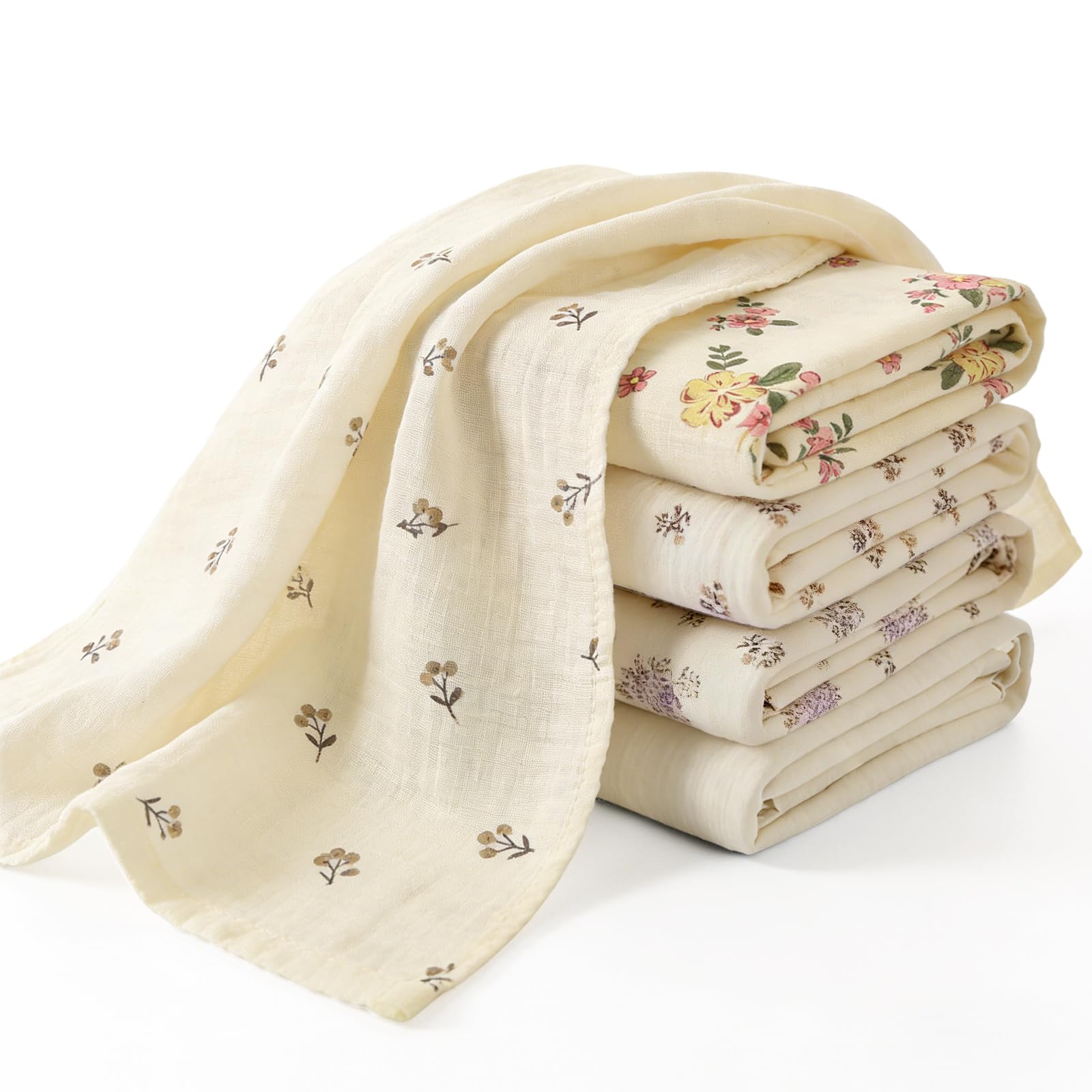 HAGOT 5 Pack Baby Muslin Squares Cloths, 23cm x 22cm Cotton Muslin Squares Baby Wash Cloth for Newborn