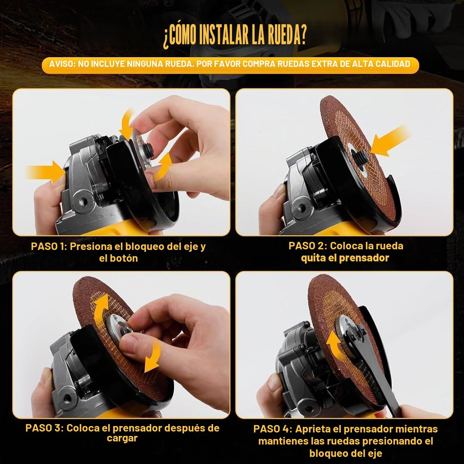 Amoladora angular a battería 125mm, 1500W Amoladora angular inalámbrica con motor sin escobillas, 4 velocidades, 30000 rpm, Mango antivibraciones, con 2x 3000mAh batería para corte y pulido