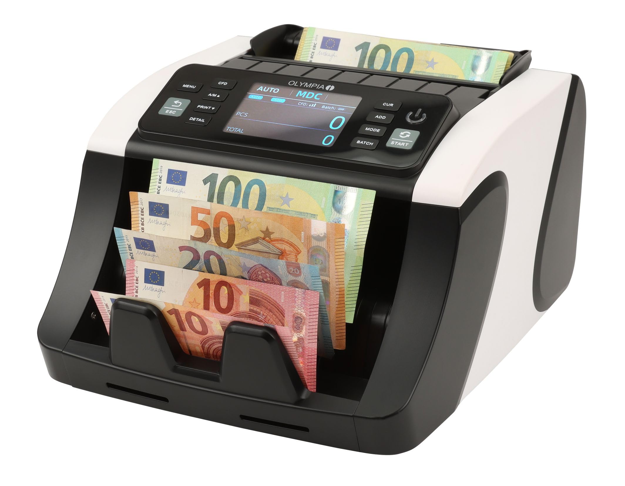 Olympia NC 570 Plus - Contatore di banconote, 1000 note al minuto, test UV MG IMAGE IMAGE con display da 3,5", rilevamento automatico delle valute
