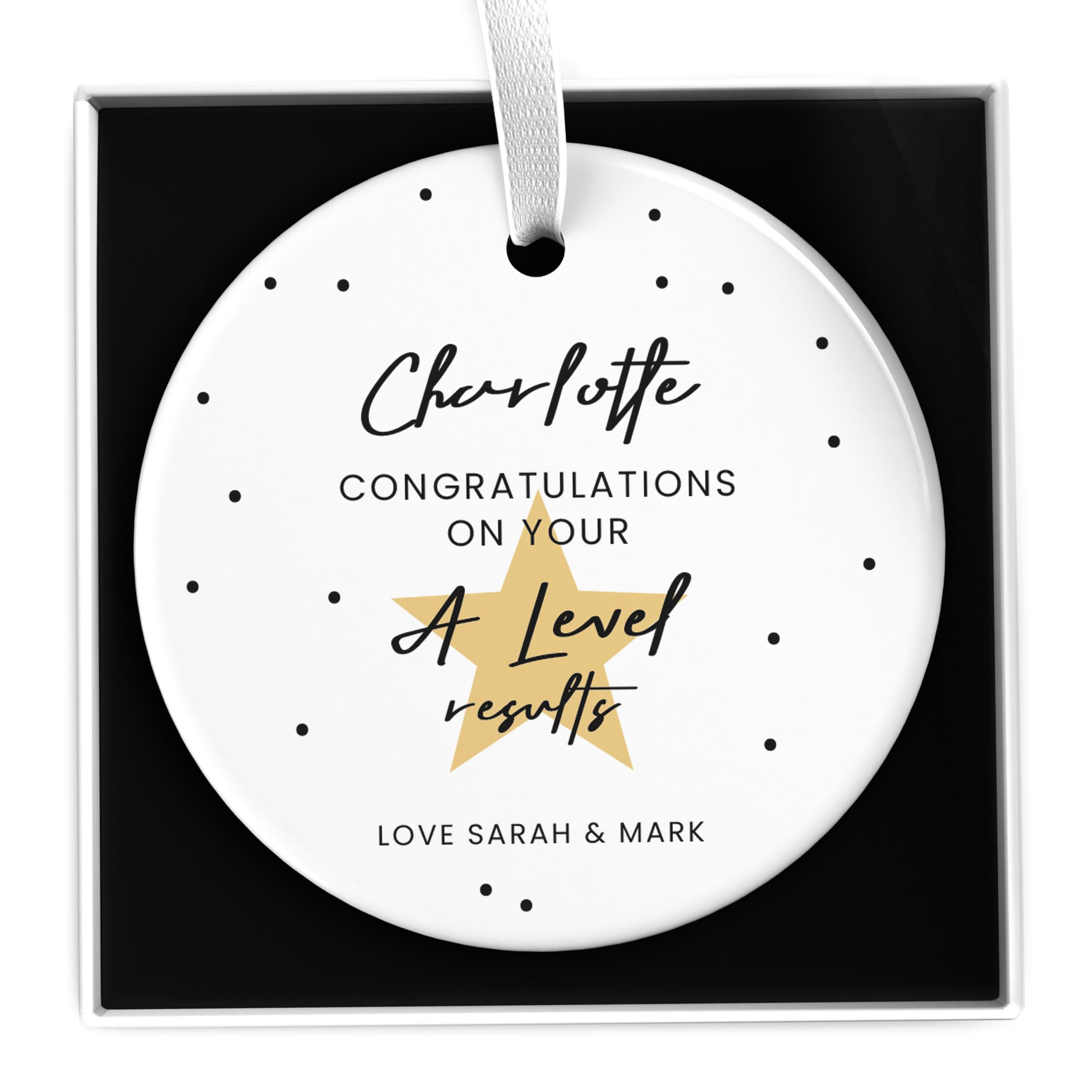 Beecreative Personalised A Level Gifts For Her, Him - A Level Congratulations Gift For Son, Daughter - Ceramic Heart With Gift Box