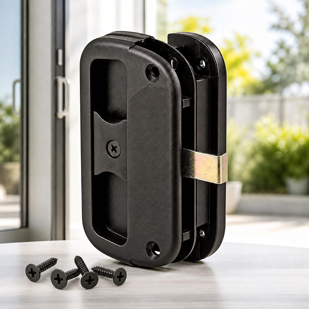 Prime-Line A 186 Black Plastic Sliding Screen Door Latch and Pull