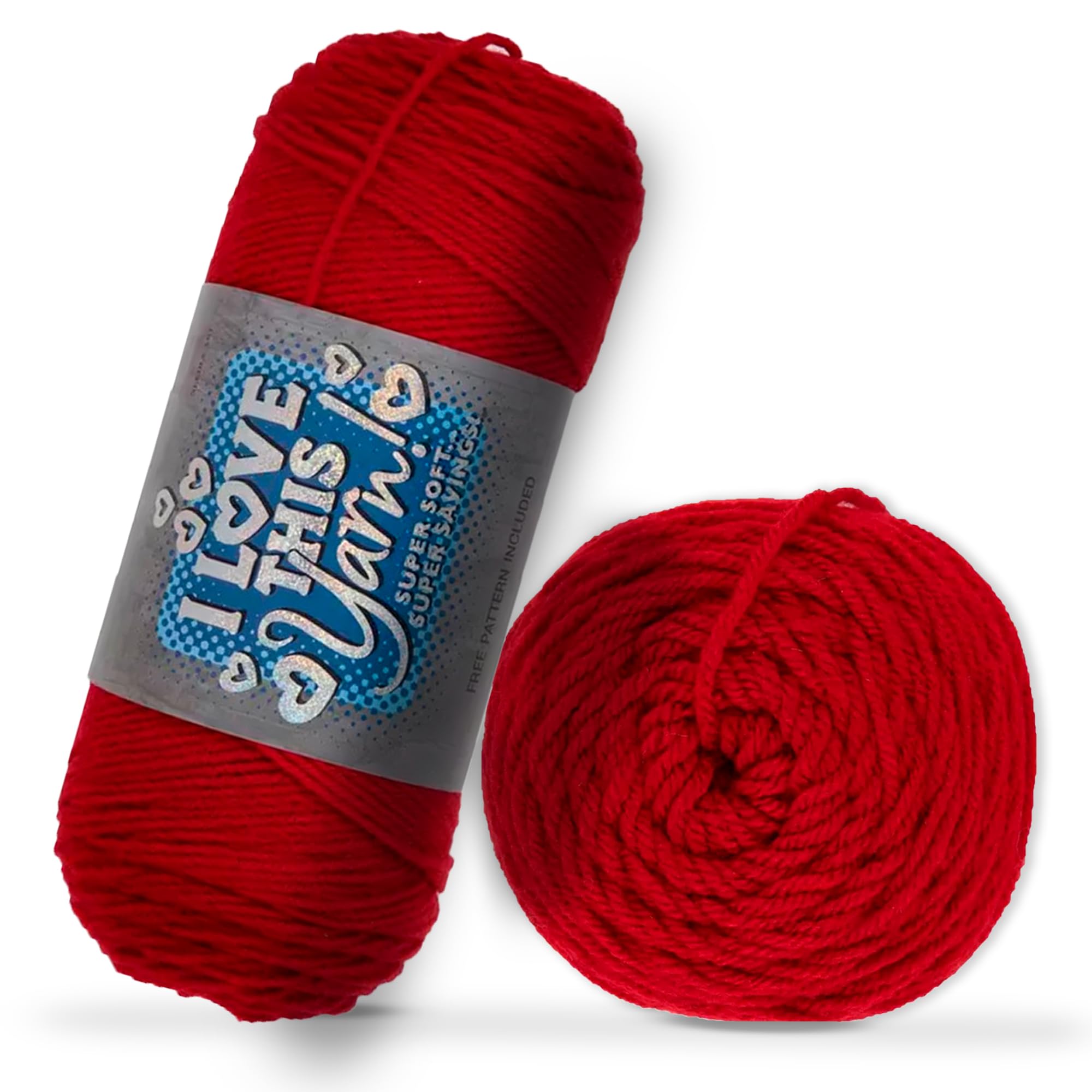 I Love This Yarn 4 - Medium Yarn for Crocheting & Knitting – Soft Yarn Skein – 355 Yards of Acrylic Yarn for Crocheting Blankets, Hats, & More – Craft Supplies for Handcrafting Accessories, Red