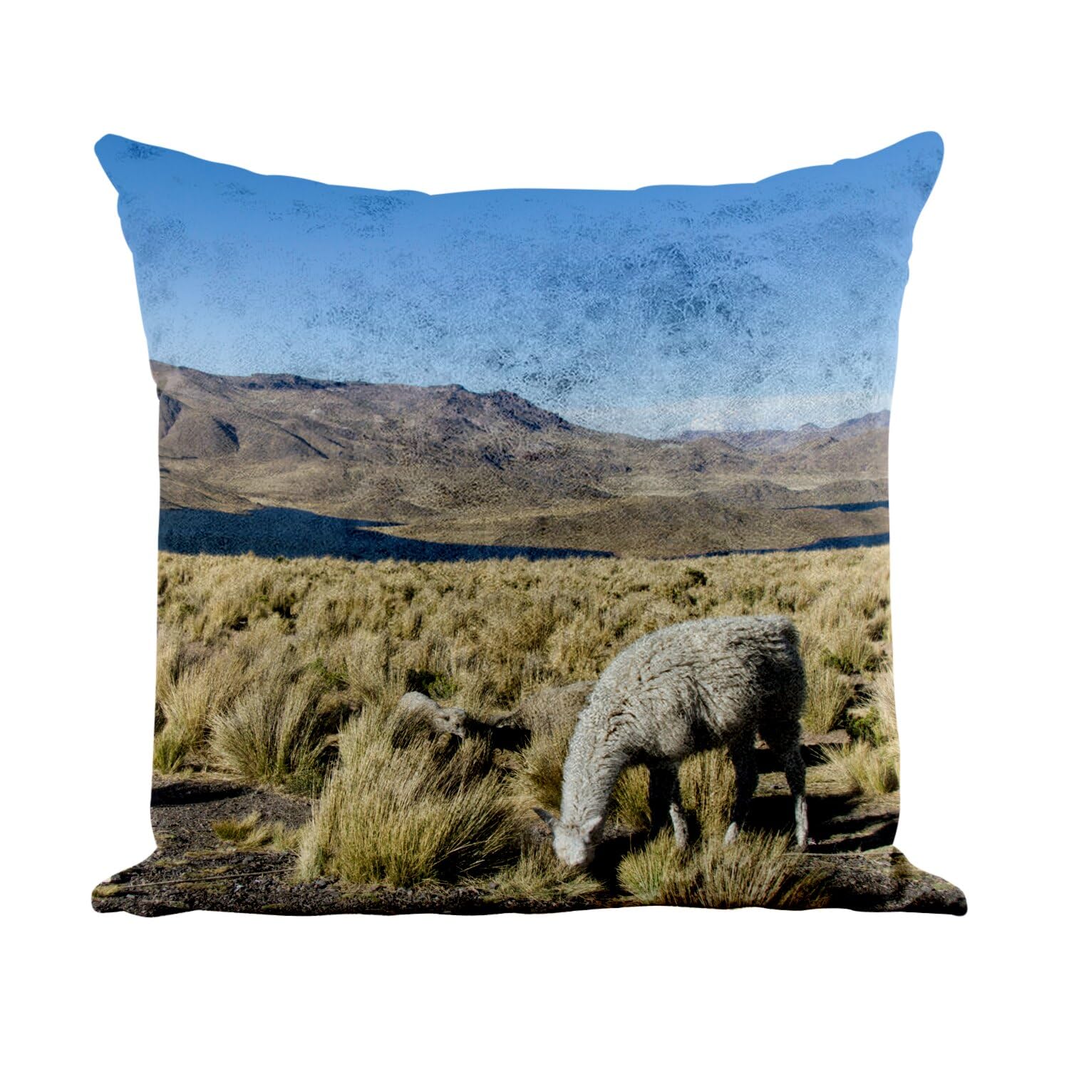Coussin lamas d'Argentine 40x40 cm en similicuir blanc