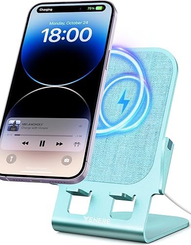 Miniatura 1 de Cargador inalámbrico carga inalámbrica rápida de 15 W soporte de teléfono celular de aleación de aluminio ultrafino compatible con iPhone 14131211X8