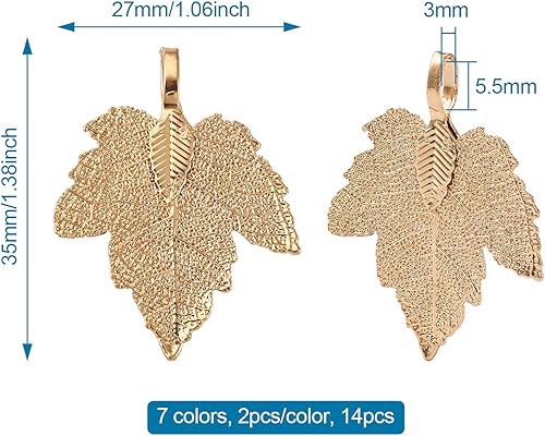 Miniatura 6 de Pandahall - 14 colgantes de filigrana natural de hoja de uva, de gran agujero, galvanizado, de 1.37 x 1.06 x 0.059 pulgadas, con fianza de hierro 1