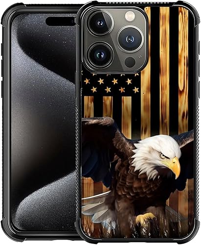 Vista 375 de Funda compatible con iPhone 13 Pro, diseño de patrón para iPhone 13 Pro, fundas para mujeres y niñas, Betsy Ross 13 estrellas de madera con bandera