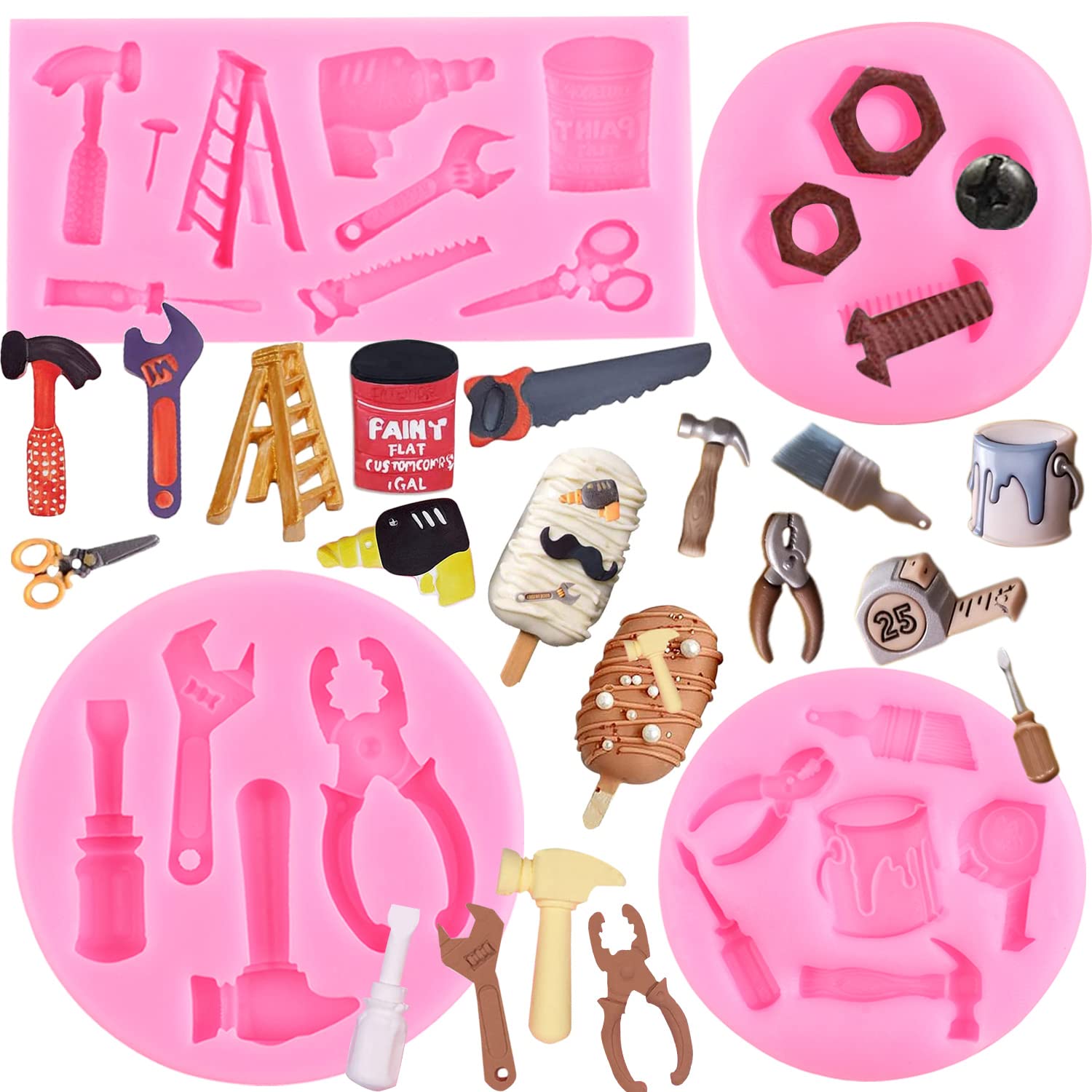 MYPRACS Set di 2 stampi in silicone 3D a forma di fungo, per decorare torte, cioccolato, caramelle, argilla polimerica, resina, pasta di gomma