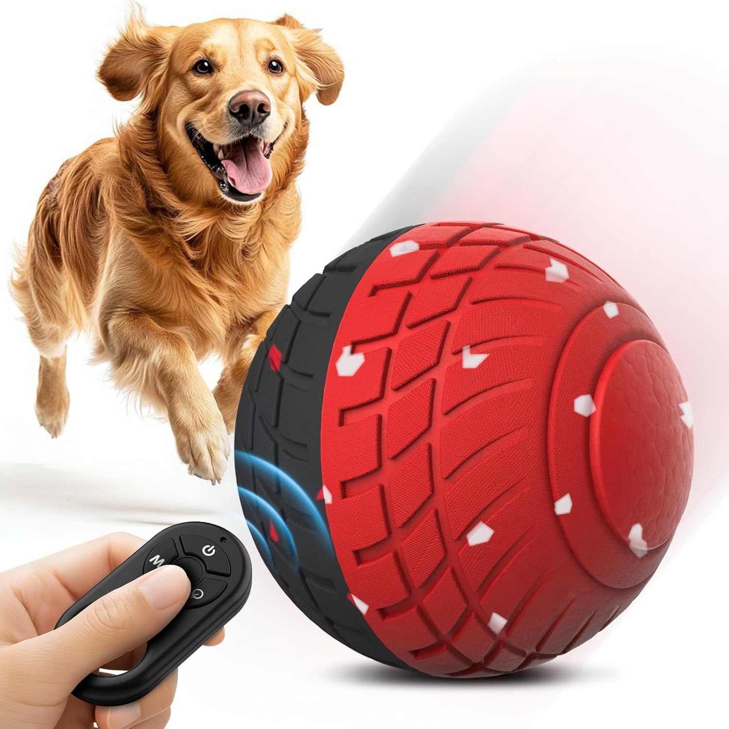 HETOO Interactive Dog Ball: Interactive Toys for Large Dogs- Moving Bouncing Smart Dog Toy Balls - ETPU Ball for Aggressive Chewers Small Medium Large Dogs to Keep Them Busy, Black