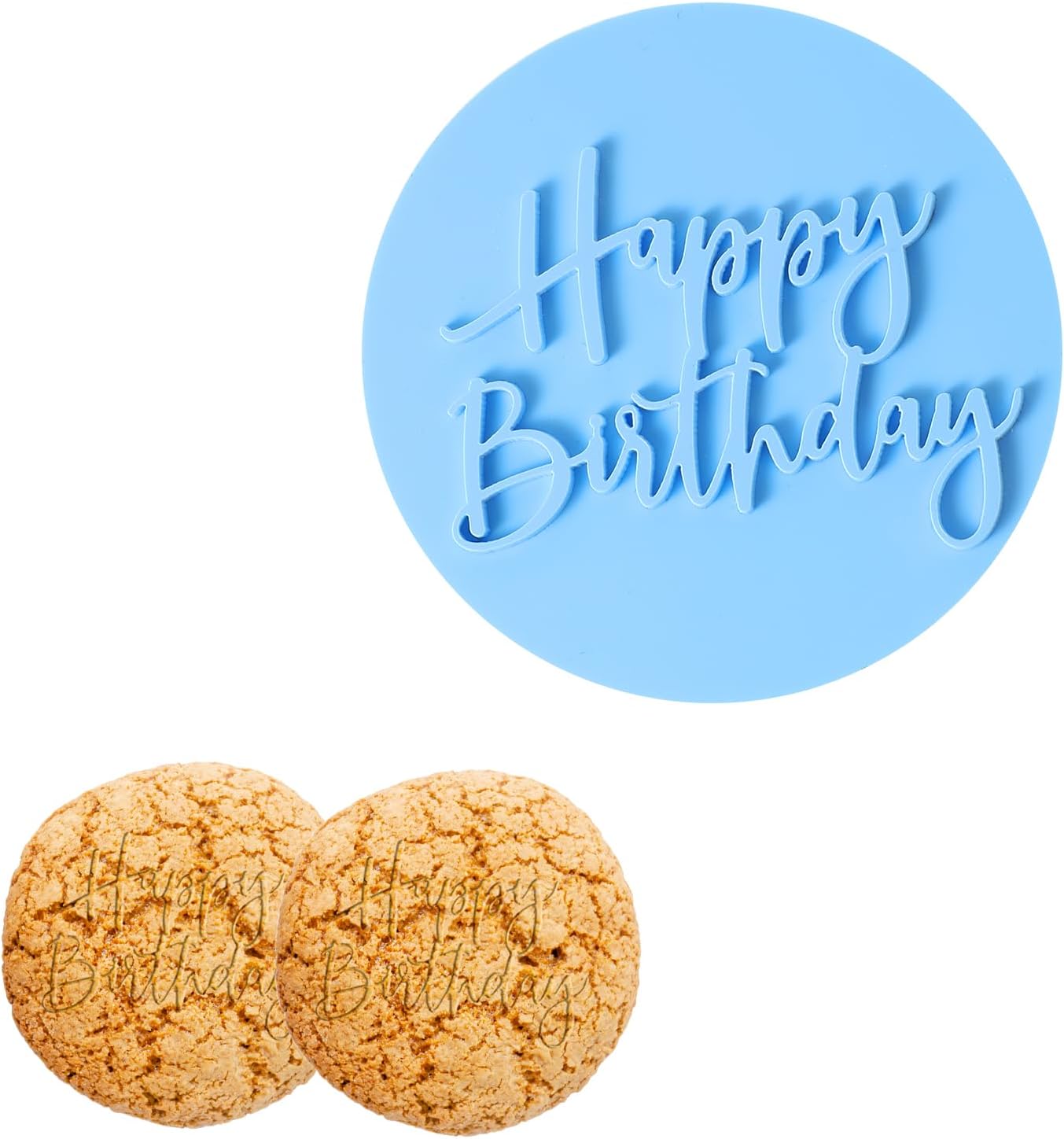 Happy Birthday Embosser Stamp 3d Design Cookie Stamps Cake Fondant Embosser Plastic Birthday Cookie Cutters Happy Birthday Fondant Stamp Decorating Cake Cupcake DIY Chocolate Paste 0.8cm