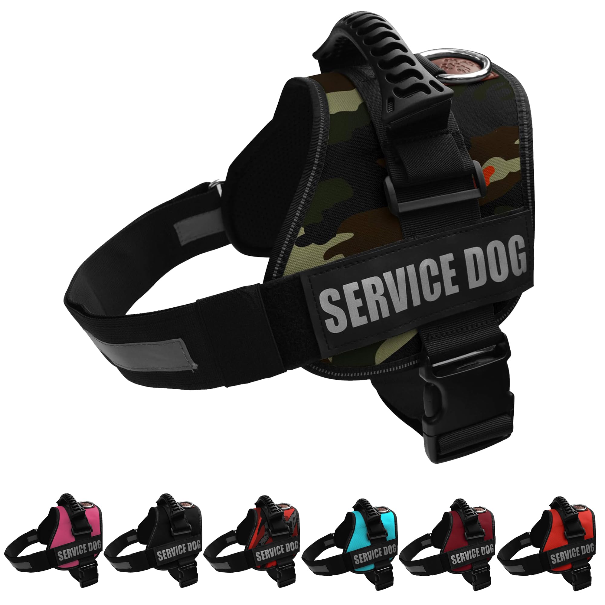 ALBCORP Service Dog Vest Harness – Reflective, No-Pull Harness with Handle & Comfy Mesh Padding – Sizes XXS-XL for Puppies, Small & Large Dogs – 2
