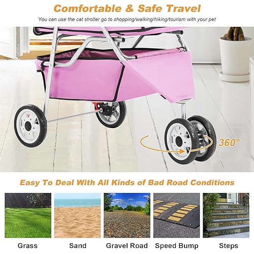 Vista 11 de Paseante BestPet para mascota con apertura para perro y gato. Producto plegable para viaje, Negro