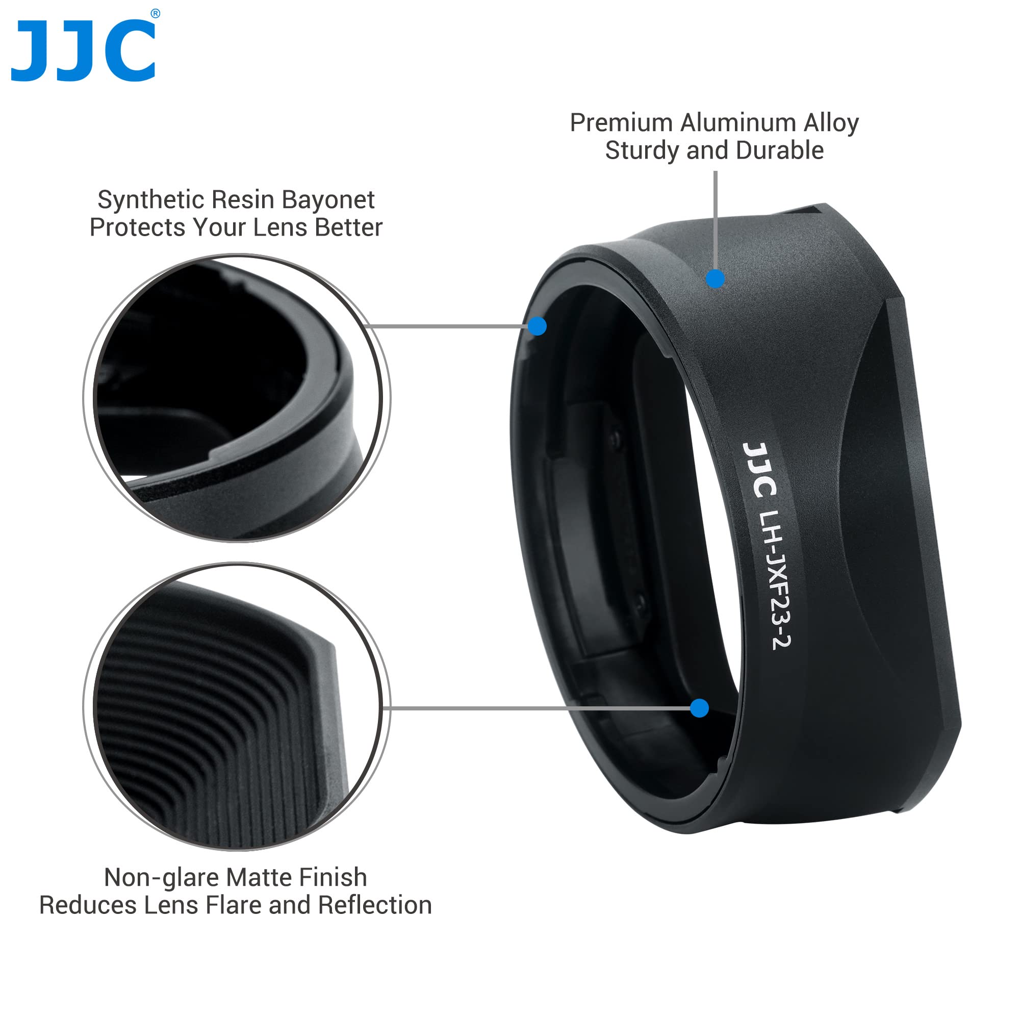 (58mm) JJC Copriobiettivo e Paraluce per Obiettivo Fotografico Fujifilm XF 23mm F1.4 R LM WR & XF 33mm F1.4 R LM WR Sostituisce Fuji LH-XF23 II/LH-XF23-2 con Chiusura a Scorrimento