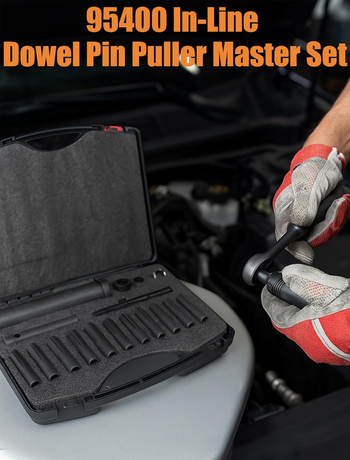 18pcs 95400 in-Line Dowel Pin Puller Master Set Includes Both SAE and Metric Collets,Efficient Dowel Pin Puller Tool, Safe and Effective, Contains 18 Tools