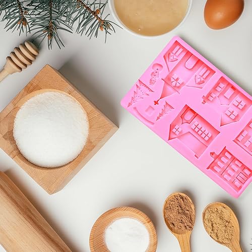 Miniatura 3 de Moldes de fondant de Navidad, moldes de silicona para caramelos, castillo de Navidad 3D, molde de silicona para galletas de Navidad, molde de