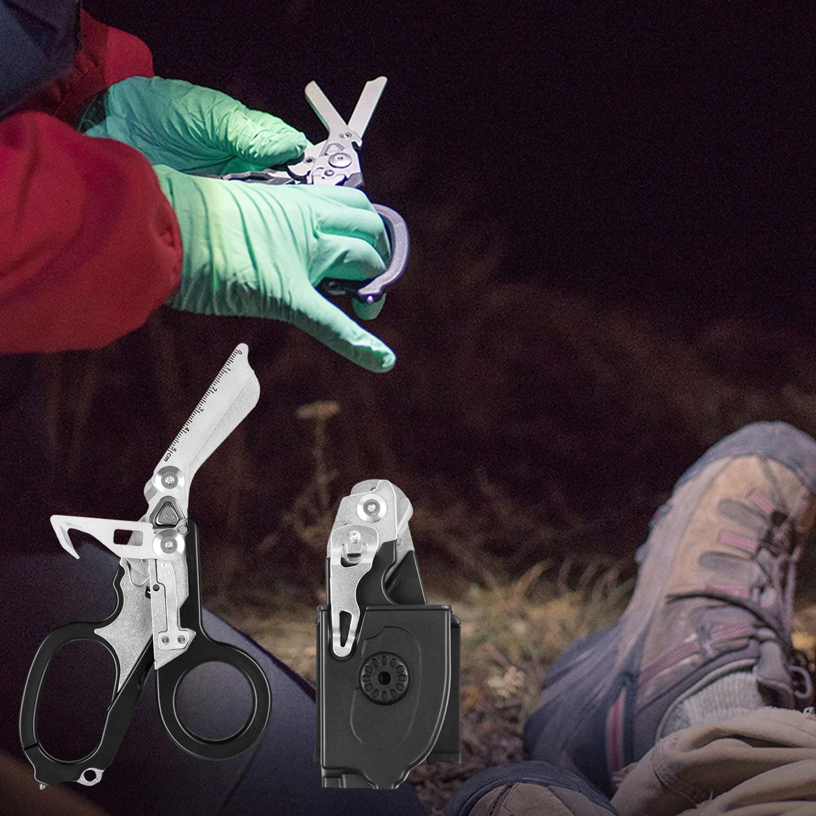 Ziyero Trauma Schere Multitool - 6 Funktionen Rettungsschere Edelstahl