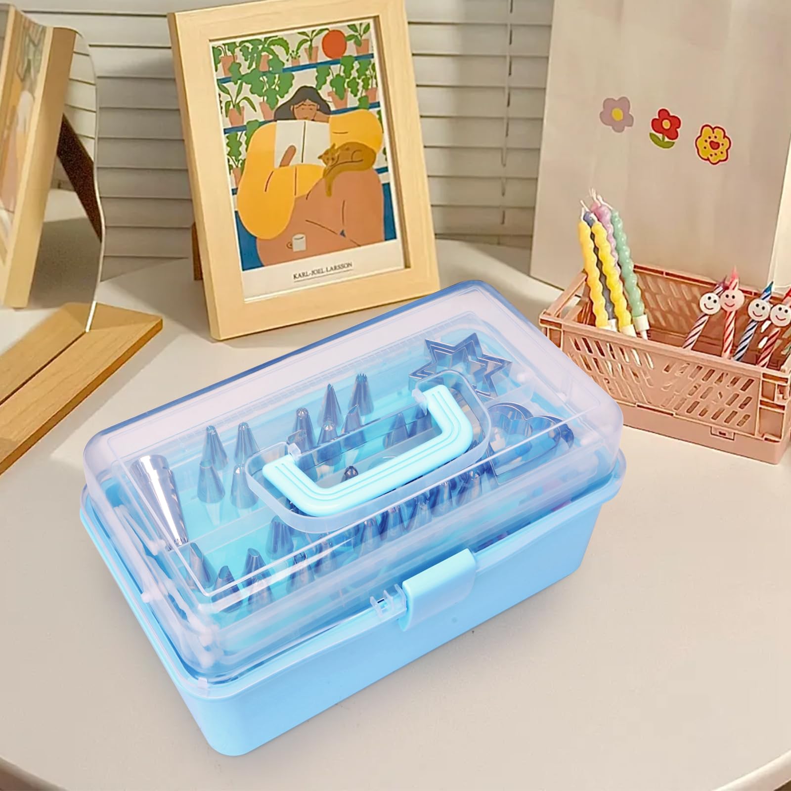 YCHLonlive 13 Inch Cake Decorating Storage Case, Suitable for Storing Baking Supplies (NOT INCLUDED), Blue - Image 7