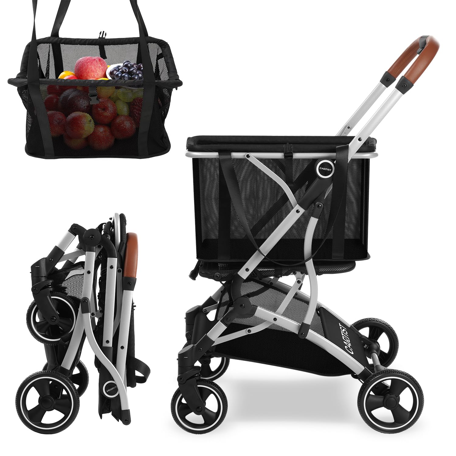 ⭐︎美品⭐︎Cartist ショッピングカート(ブラック) 買い物カゴ Amazon|Cartist ショッピングカート 買い物カート キャリー