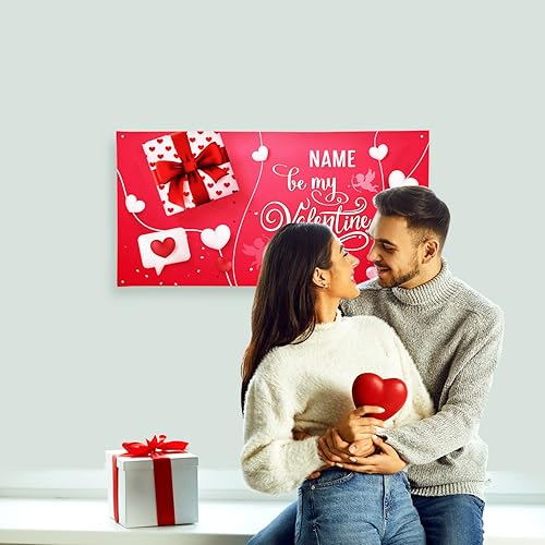 Miniatura 102 de Cartel de fondo personalizado para el día de San Valentín, decoración de San Valentín, letrero de vinilo con texto en inglés "Be My Valentine