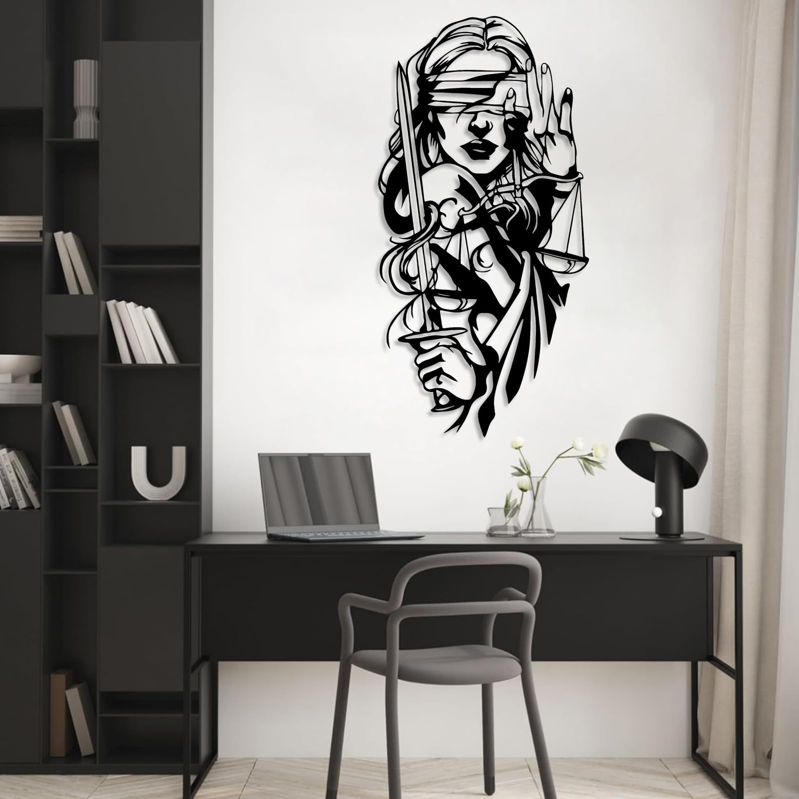 Decoración de pared abstracta contemporánea de metal, Arte de la Dama de la Justicia, Decoración, Adornos para bufetes de abogados Themis Justitia, Balanza de la Justicia, Regalo para despacho de