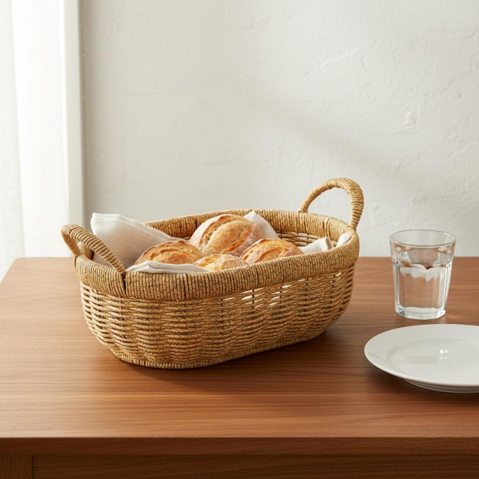 Panier Industriel Panier Ovale Tressé, size to 1, Ovale Avec Poignées, Motif Floral Jaune