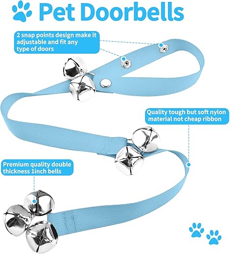 Miniatura 2 de Paquete de 3 timbres para perros, campanas de entrenamiento de mascotas para salir al aire libre, dispositivo de comunicación y entrenamiento para