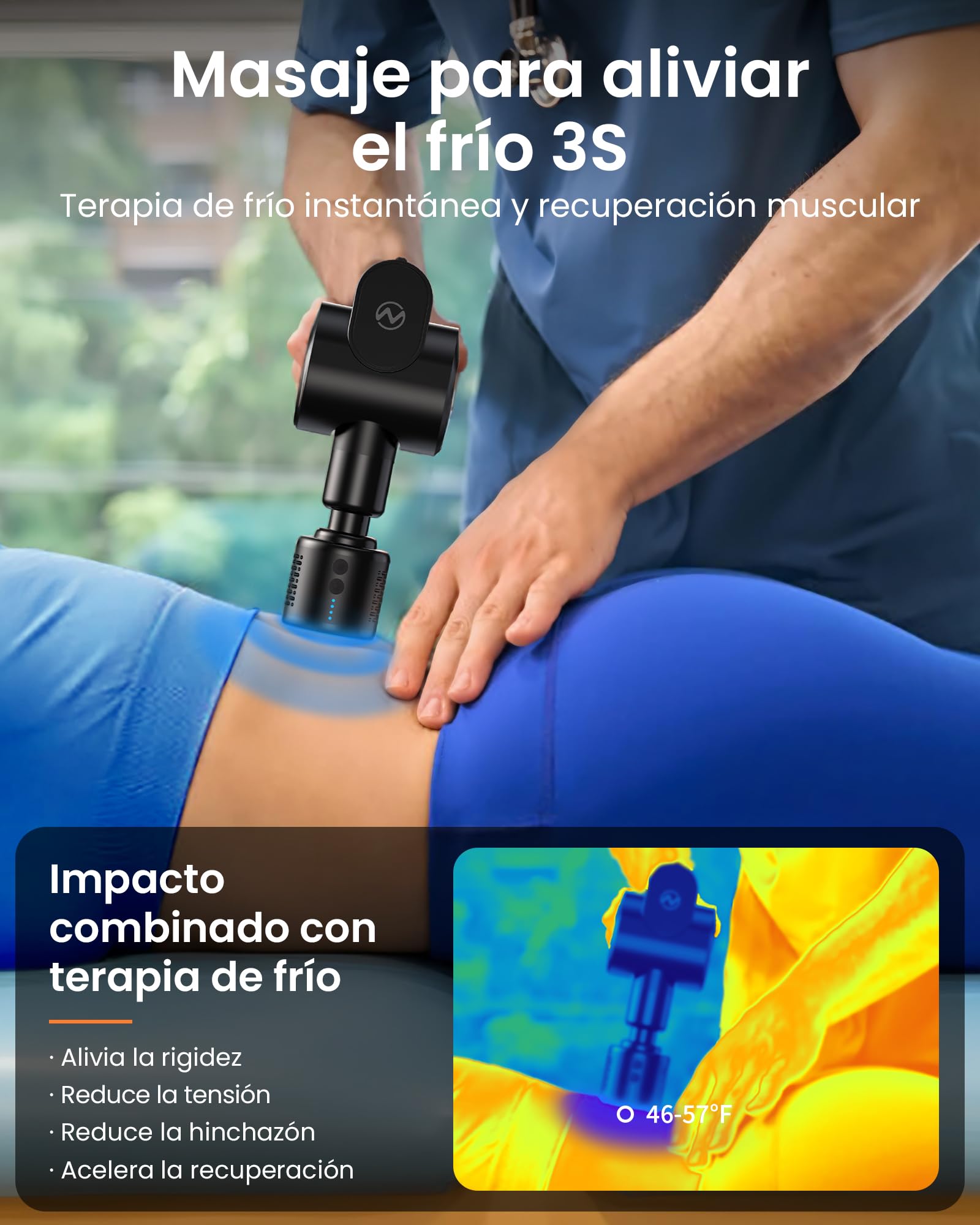 Pistola de Masaje Muscular Calor y frío,Napre Pistola Masaje Massage Gun con Mango Extensible,32 Velocidades Pistola Masajeadora Muscular Cervical y Espalda,Plegable,5 Ángulos Ajustables,LED Screen