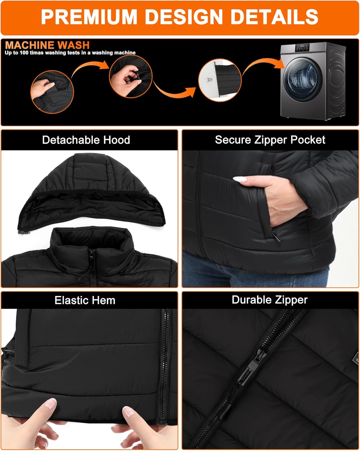 Heated Jackets for Women with 16000mAh Battery Pack Included, Electric Womens Heated Coat Hoodie for Winter - Image 7
