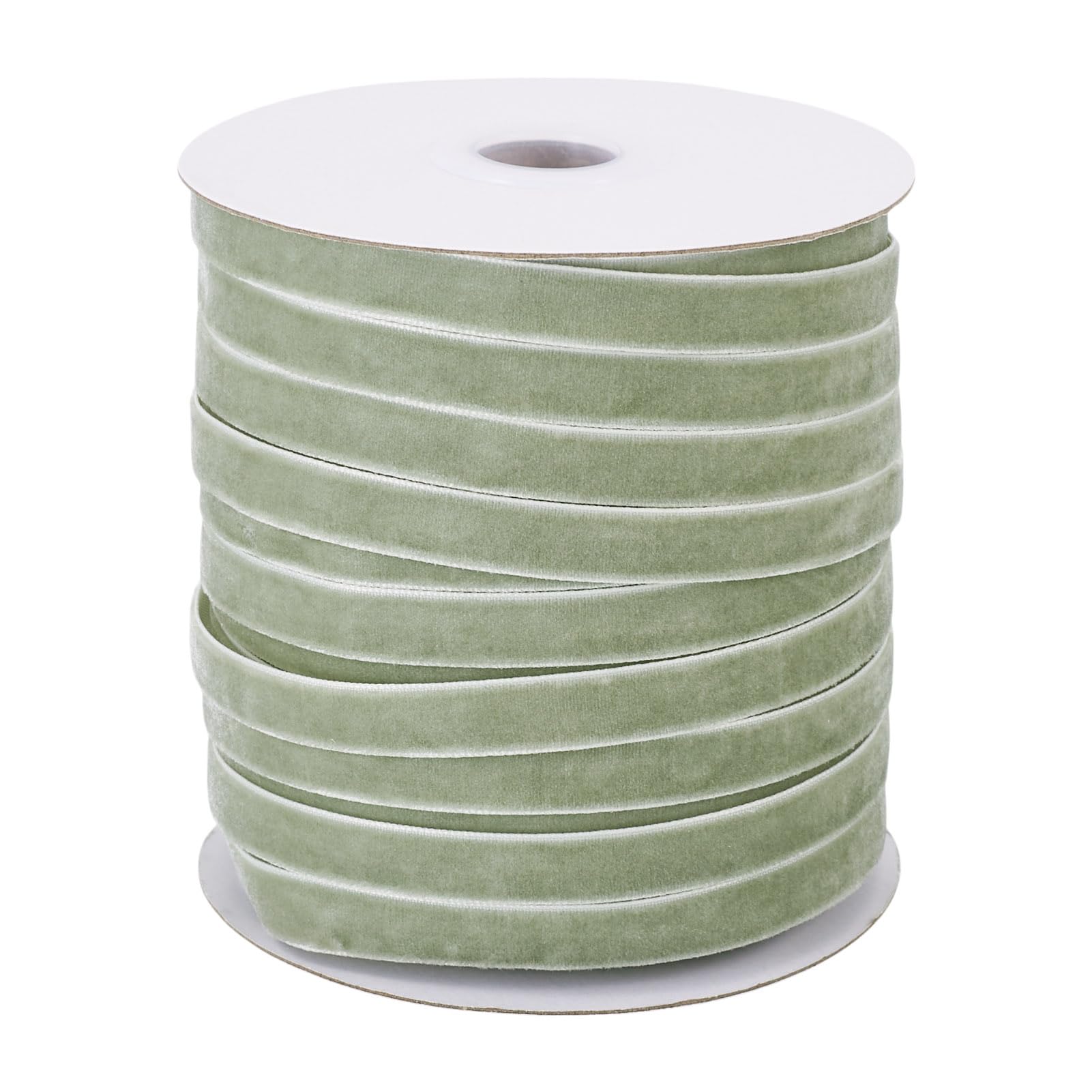 Photo 1 of Pandahall 50 Yards Dusty Green Velvet Ribbon 3/8 Inch Wide Single Face Velvet Ribbon Olive Drab Fabric Ribbons for Gift Wrapping Crafts Wreath Christmas Decoration