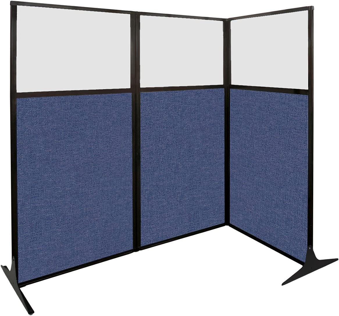 Versare Workstation Partition | Portable Wall Divider | Modern Office Cubicle | Free Standing Privacy Screen | Flexible Work Space | 99" x 70" W/Window, Charcoal Gray Fabric Panels