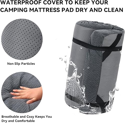 Miniatura 10 de HOMBYS Colchón de espuma viscoelástica para campamento,Almohadilla de dormir portátil para adultos,Colchón impermeable para cuna,Colchón de piso