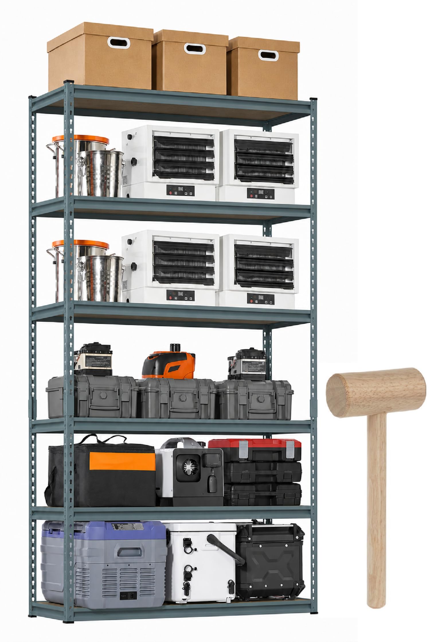 Adjustable 5-Shelf Metal Storage Rack | Heavy-Duty Steel Boltless Rivet Utility Shelving Unit for Garage, Kitchen & Office | 54 Inches Height (54 x 24 x 12 in) – Grey-picture-23