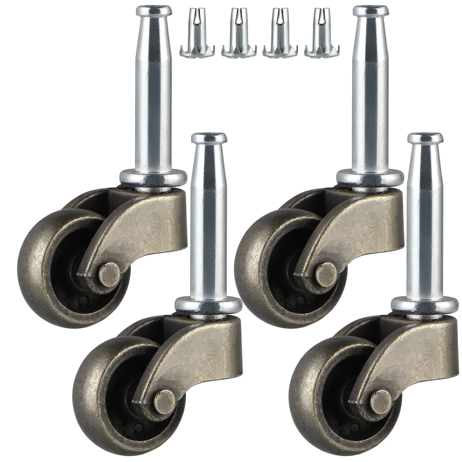 Skelang 4 Pcs Swivel Stem Caster 26 mm, Zinc Alloy Castor with Socket