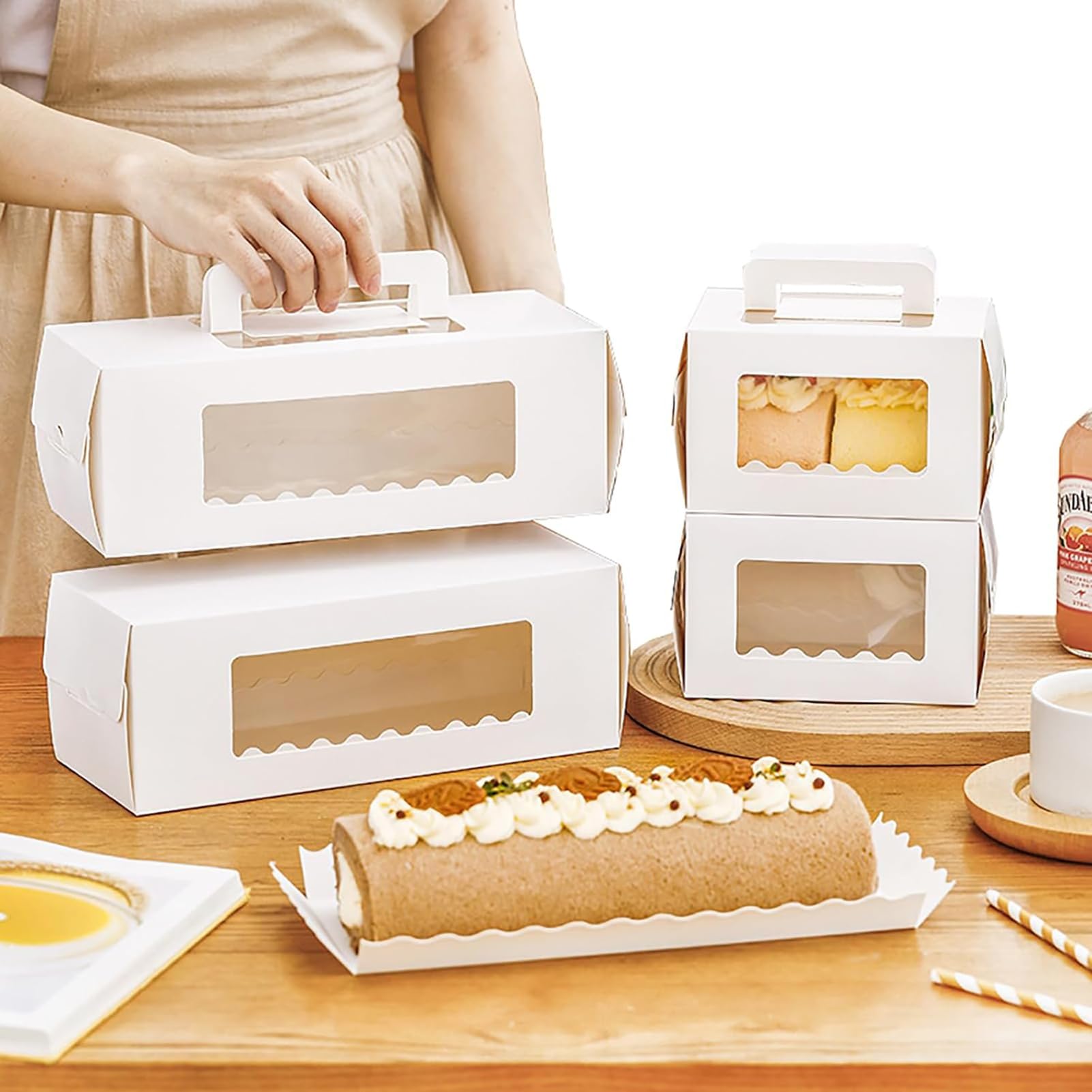 Amazon｜20個 ケーキロールボックス 窓付き ムースパッキングボックス