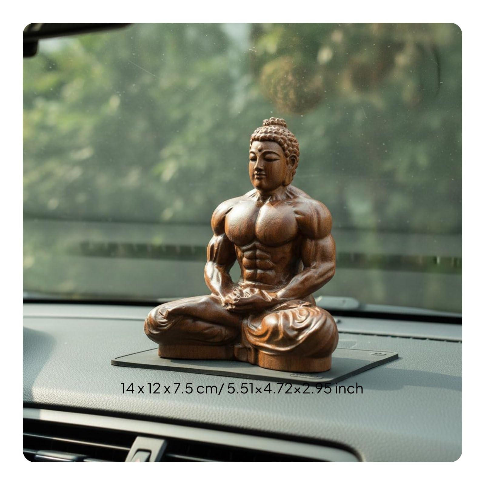 Perfeclan Estatua Buda de Madera Figura Escultura Talla Artística de Buda en Madera Maciza con Detalle Artesanal Adecuada para Escritorio de Oficina Estanterías, 14-12-7.5cm, Ebony